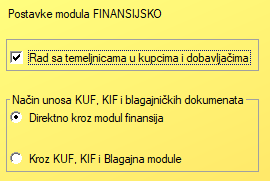 Opcija knjiženja KUF KIF