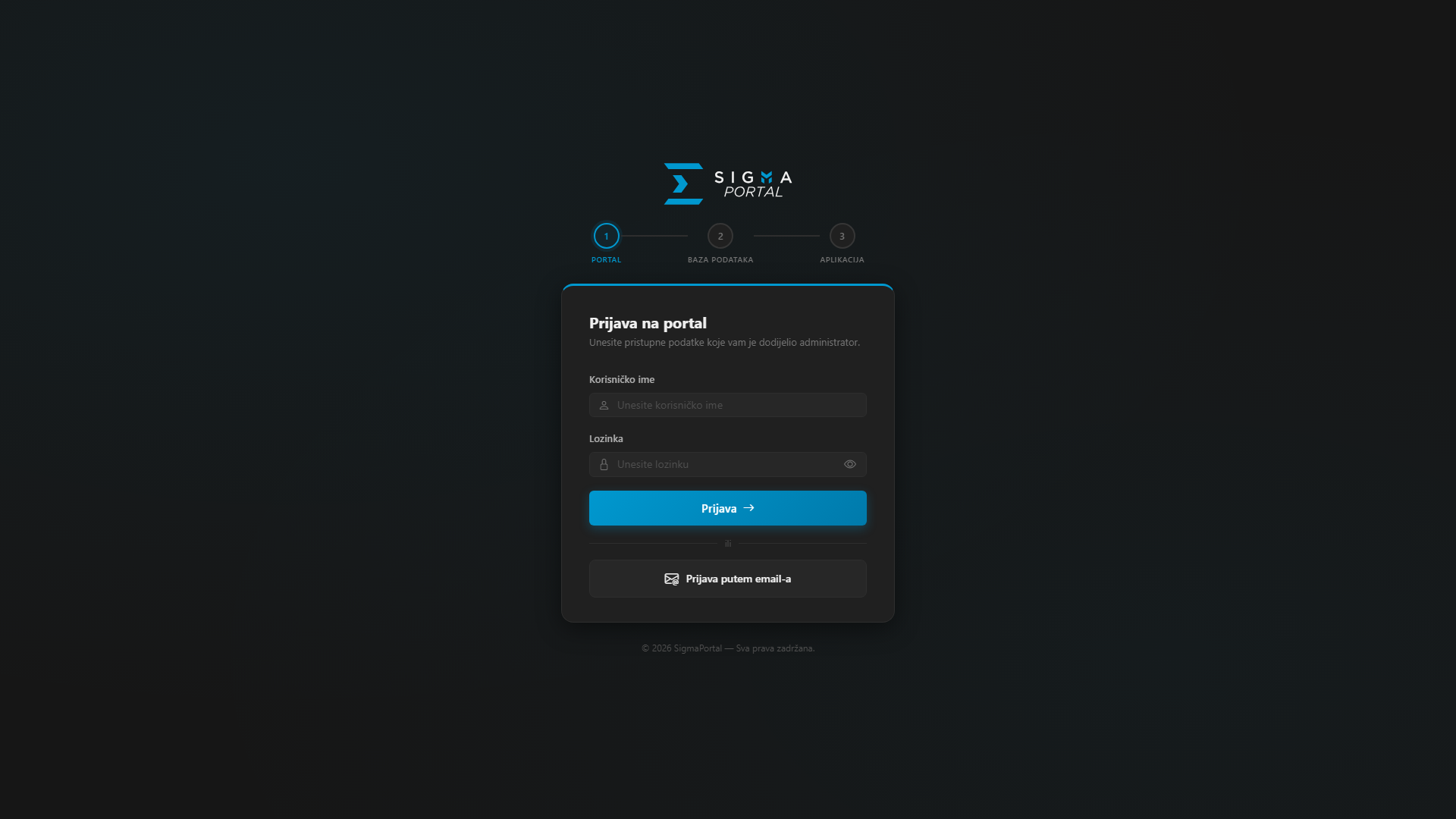 SigmaPortal — prijava na portal